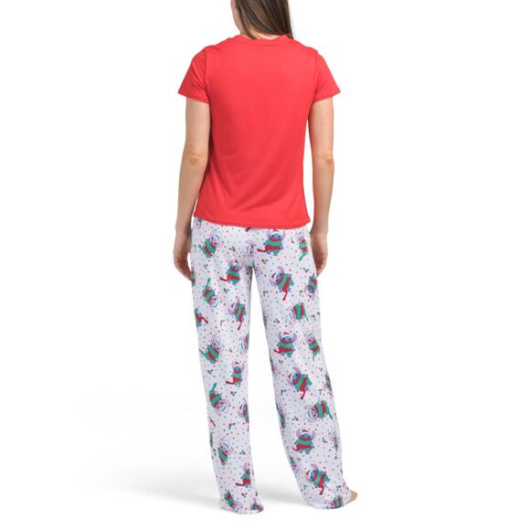 Lilo and Stitich Women's Jolly Stitch Holiday 2pc Sleep Set Size Large Red NWT - Picture 2 of 2